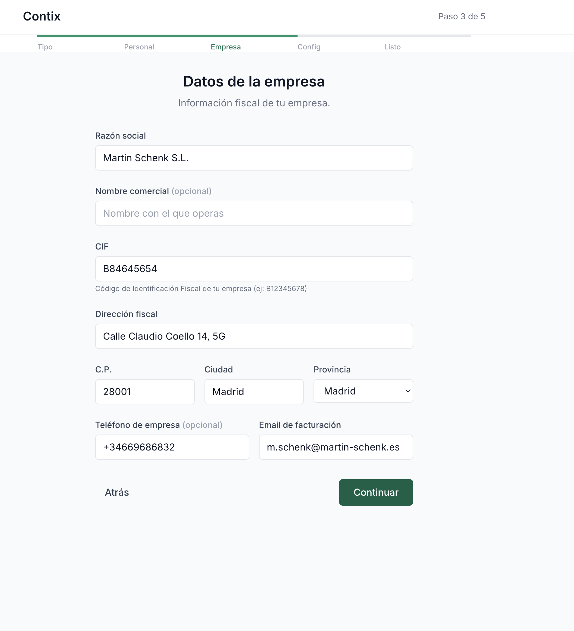 Datos de tu empresa