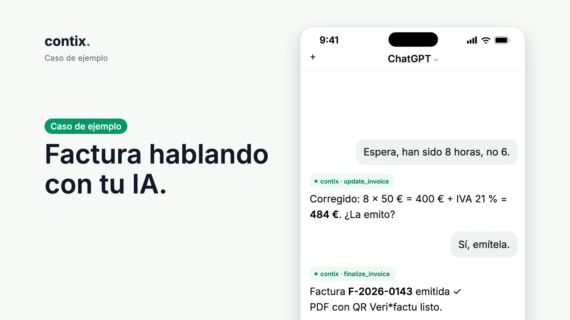 contix: crear una factura hablando con ChatGPT